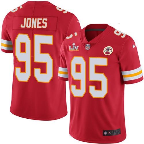Men's Kansas City Chiefs #95 Chris Jones Red NFL 2021 Super Bowl LV Stitched Jersey Men's Kansas City Chiefs #95 Chris Jones Red NFL 2021 Super Bowl LV Stitched Jersey